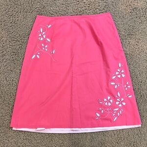 Elegant A line Pink Floral Embroidered Skirt